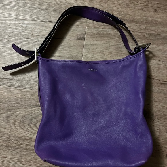 Vintage Coach Purple Leather Shoulder Bag - Picture 2 of 10